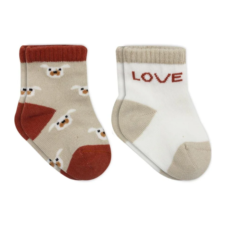 Bistyle Love Dog Penye Soket Çorap, 2'li, Bej