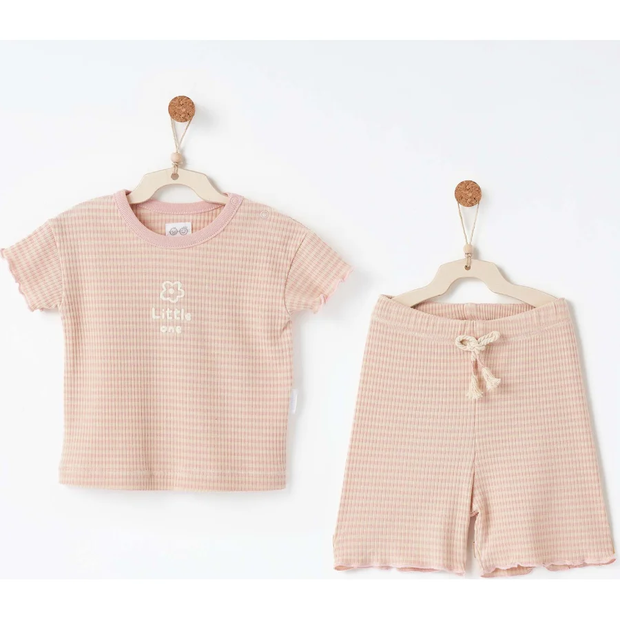 Andywawa Bamboo Striped Takım, 2'li, Pembe