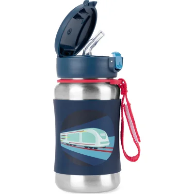 Skip Hop Zoo Pipetli Paslanmaz Çelik Suluk, 350 ml, Tren