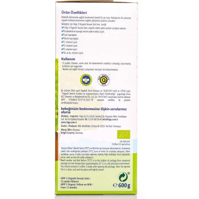 Hipp 3 Organik Combiotic Çocuk Devam Sütü, 600 g