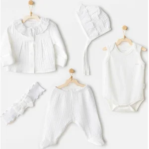 Andywawa Natural Gift Müslin Hastane Çıkışı, 5'li, Beyaz