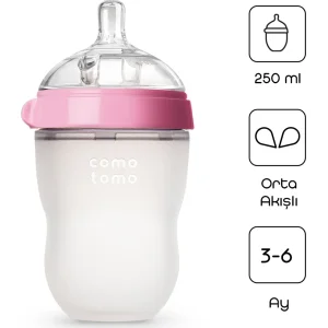 Comotomo Antikolik Silikon Biberon 250 ml 3-6 Ay Pembe
