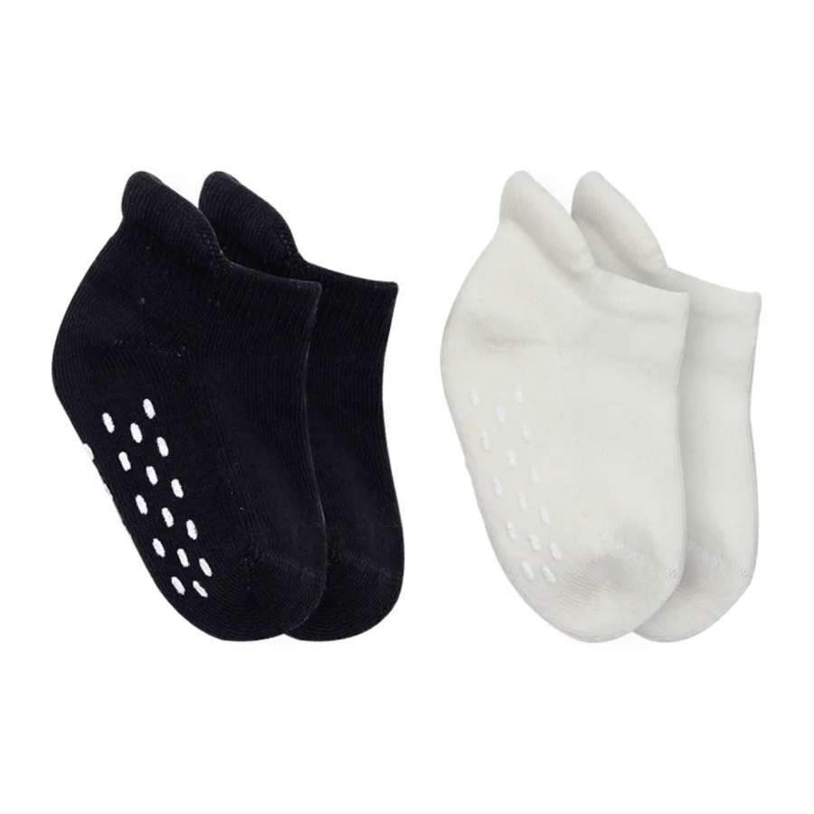 Bistyle Altı Havlu Sneakers Kaymaz Çorap, 2'li, Siyah, Ekru