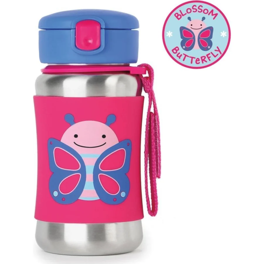Skip Hop Pipetli Paslanmaz Çelik Suluk, 350 ml, Kelebek