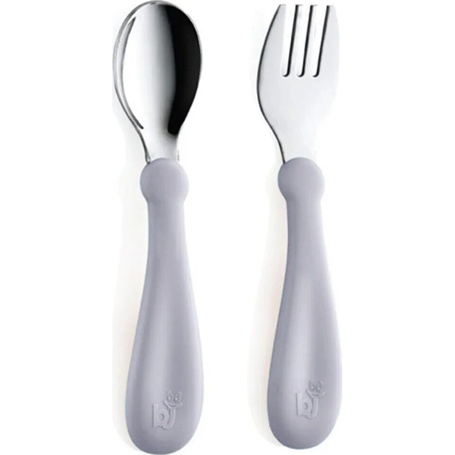 BabyJem Paslanmaz Çelik Çatal Kaşık Seti, Gri