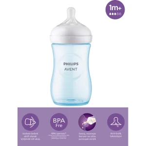 Philips Avent Doğal Tepkili Natural Response PP Biberon, 260 ml, 1+ Ay Mavi