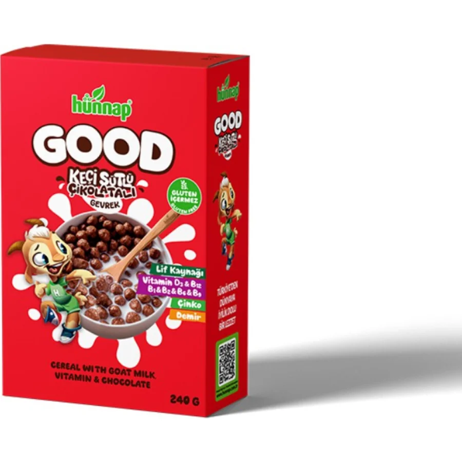 Hünnap Keçi Sütlü Çikolata ve Vitamin Tahıllı Glutensiz Gevrek, 240 g