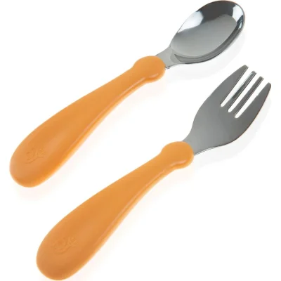 BabyJem Paslanmaz Çelik Çatal Kaşık Seti, Somon