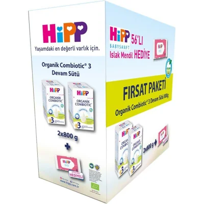 Hipp 3 Organik Combiotic Çocuk Devam Sütü, 800 g, 2'li, Hediyeli