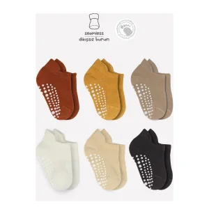 Bistyle Sneakers Kaymaz Penye Çorap, 6'lı, Toprak