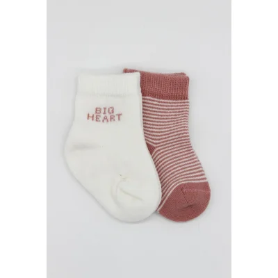 Bistyle Big Heart Penye Soket Çorap, 2'li, Pudra