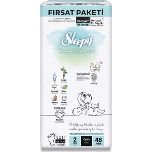 Sleepy Bio Natural Bebek Bezi Fırsat Paketi, 2 Beden, 48 Adet