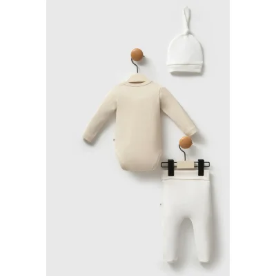 Moi Noi Kokina Şapka Badi Pantolon Takım, Bej