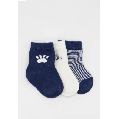 Bistyle Penye Soket Çorap, 3'lü, İndigo