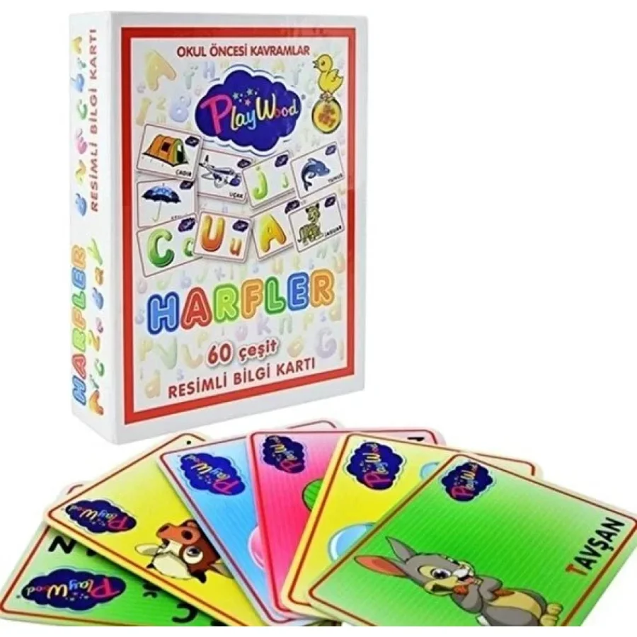 PlayWood Eğitici Resimli Bilgi Kartları Harfler 26