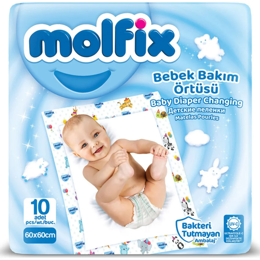 Molfix Bebek Bakım Örtüsü, 60x60, 10 Adet