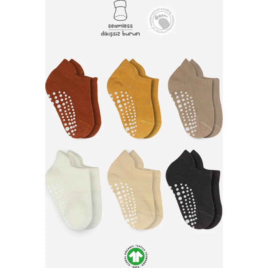 Bistyle Sneakers Kaymaz Penye Çorap, 6'lı, Toprak