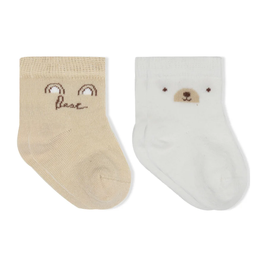 Bistyle So Bear Penye Soket Çorap, 2'li, Bej, Ekru