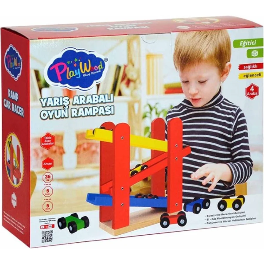Play Wood Ahşap Yarış Arabalı Oyun Rampası