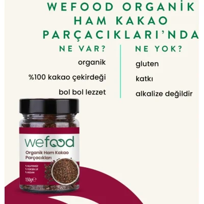 Wefood Organik Ham Kakao Parçacıkları, 150 g