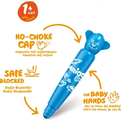 Carioca Teddy Jumbo Bebek Süper Yıkanabilir Keçeli Boya Kalemi, 12'li