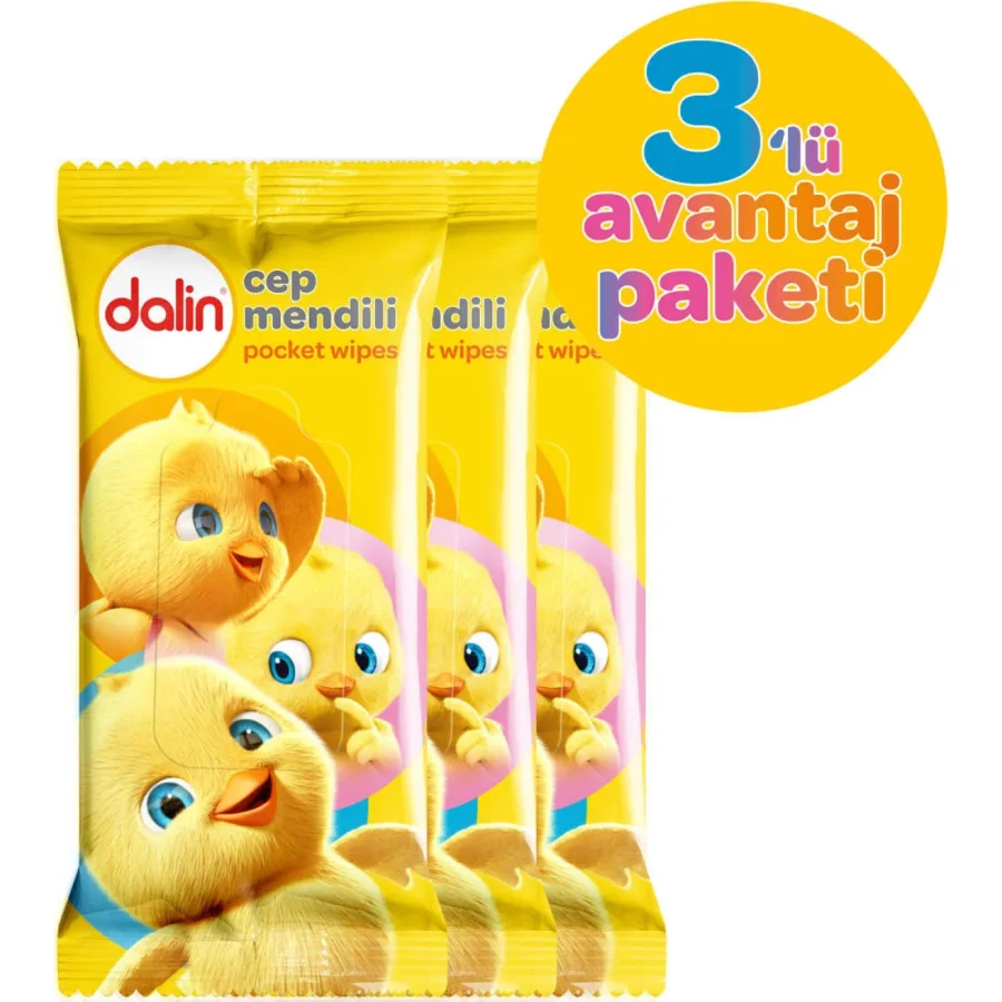 Dalin Klasik Islak Cep Mendil, 15 Yaprak, 3'lü