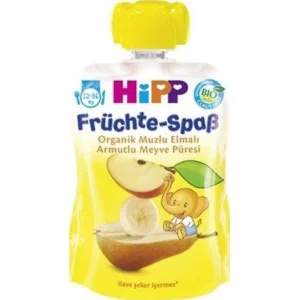 Hipp Organik Muzlu Elmalı Armutlu Meyve Püreli Kavanoz Maması, 90 g