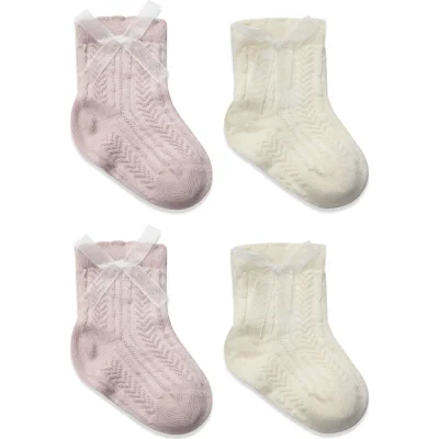 Bistyle Fiyonklu Penye Soket Çorap, 2'li, Lila