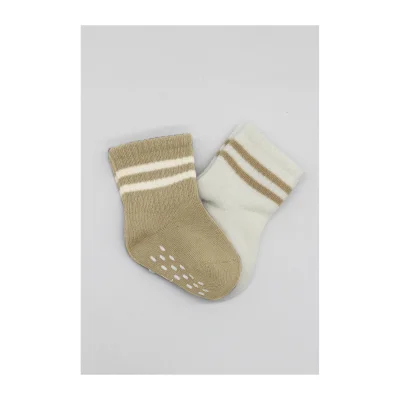 Bistyle Çemberli Kaymaz Soket Çorap, 2'li, Bej-Ekru, Ekru