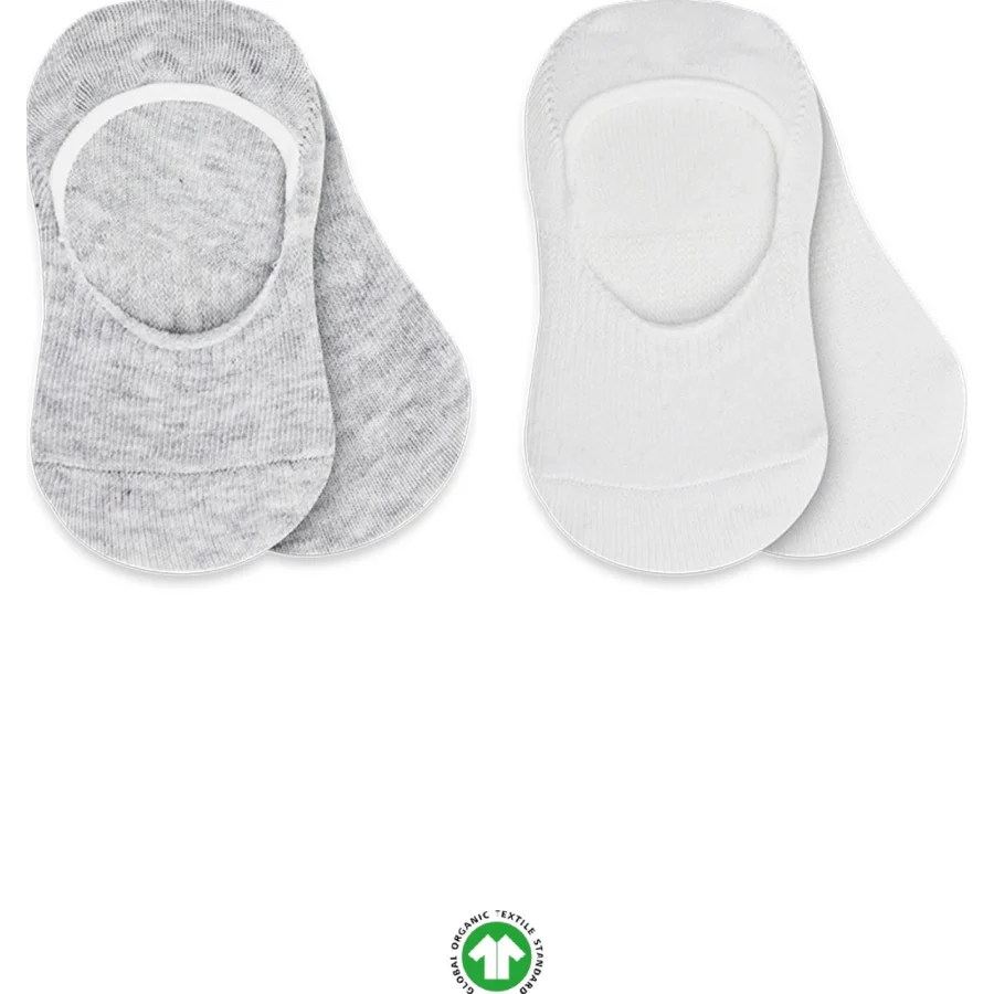 Bistyle Penye Babet Silikonlu Basic Çorap, 2'li, Gri, Beyaz