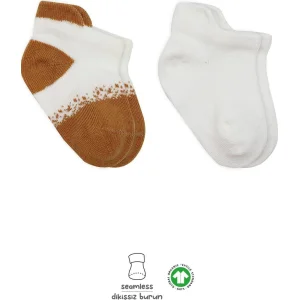 Bistyle Penye Sneakers Çorap, 2'li, Ekru, Hardal