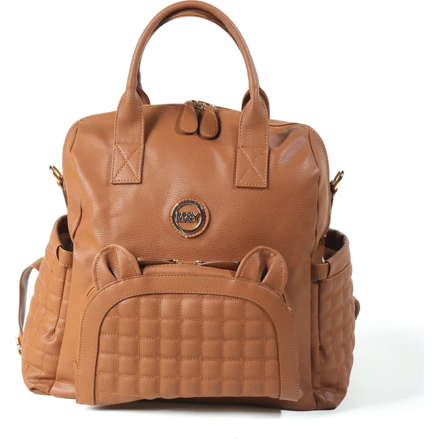 M&Y Kitty Deri Anne Bebek Bakım Sırt Çantası, Taba