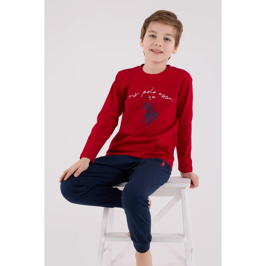 U.S. Polo Assn Uzun Kol Pijama Takım US2233-4 Kırmızı