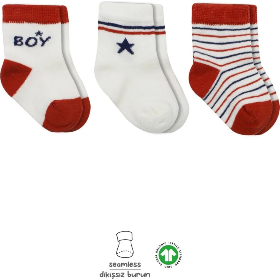 Bistyle 3'Lü Penye Boy And Girl Soket Çorap, Kırmızı