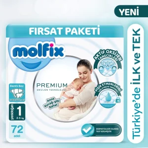 Molfix Premium Bebek Bezi Fırsat Paketi, 1 Beden, 72 Adet