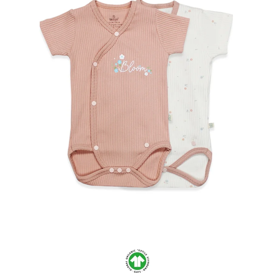 Bistyle Bloom Rose Yarım Kol Badi, 2'li, Ekru, Gül Kurusu