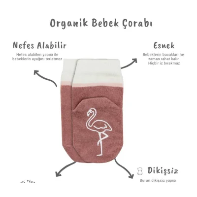 Bistyle Hayvan Figür Kaymaz Kız Soket Çorap, 2'li, Pudra