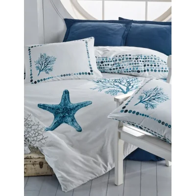 Cotton Box Maritime Nevresim Takımı Tek Kişilik Star Lacivert