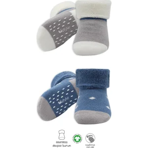 Bistyle Puanlı Kaymaz Havlu Soket Çorap 2'Li BS10502 İndigo Gri