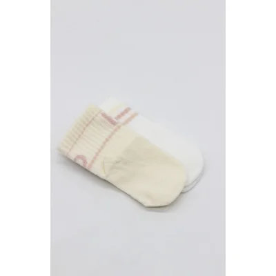 Bistyle Penye Kaymaz Soket Çorap, 2'li, Pudra, Ekru