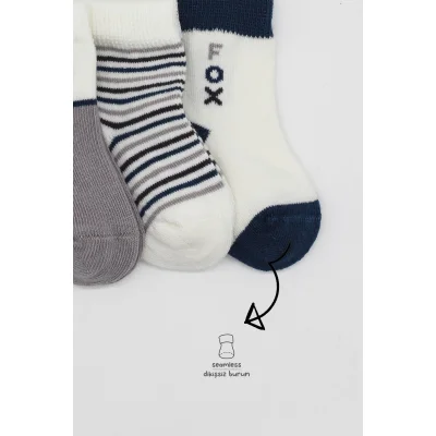 Bistyle Penye Soket Çorap, 3'lü, Gri