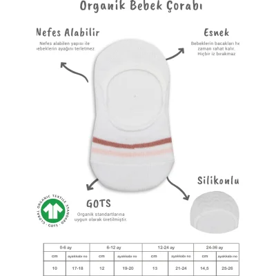 Bistyle Penye Babet Silikon Çemberli Çorap, 2'li, Pudra, Beyaz