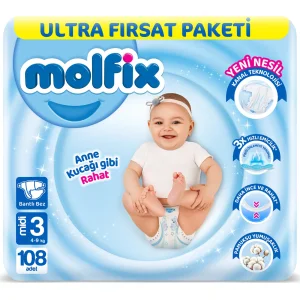 Molfix Bebek Bezi Ultra Fırsat Paketi, 3 Beden, 108 Adet