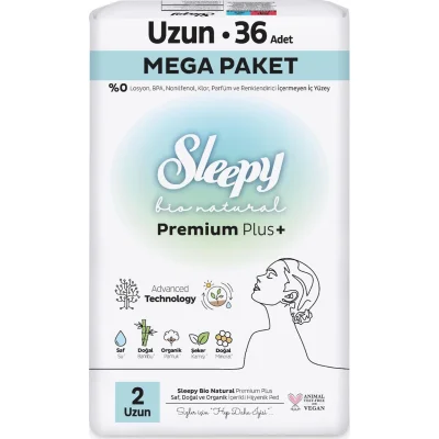 Sleepy Bio Natural Premium Plus Mega Uzun Ped, 36 Adet