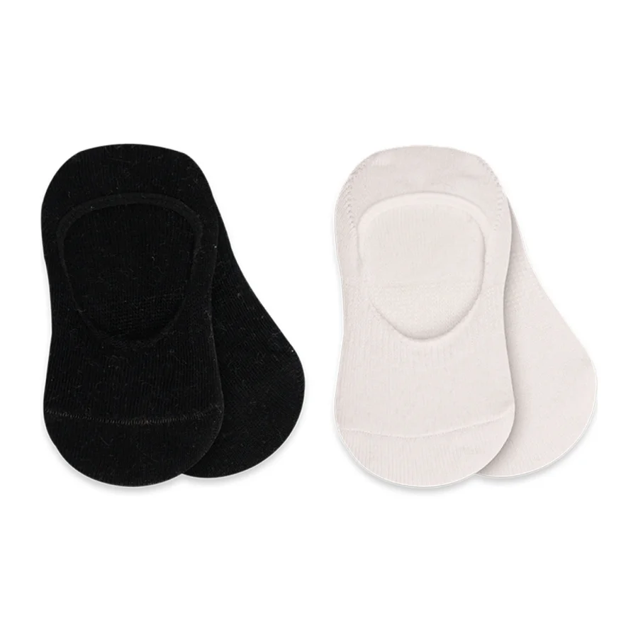 Bistyle Penye Babet Silikonlu Basic Çorap, 2'li, Siyah, Ekru