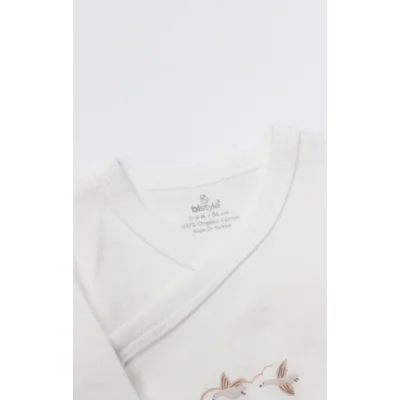 Bistyle Kruvaze Body Uzun Kol Love You Smile Ekru