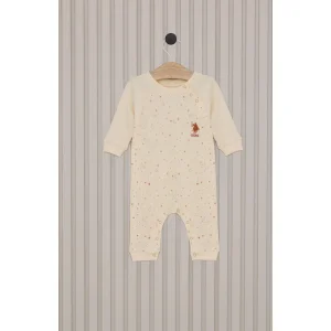 U.S.Polo Kız Bebek Uzun Kol Patiksiz Tulum, Krem