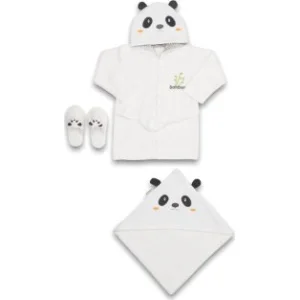 Bebitof Baby Panda Bebe Bornoz Seti 30037 Beyaz