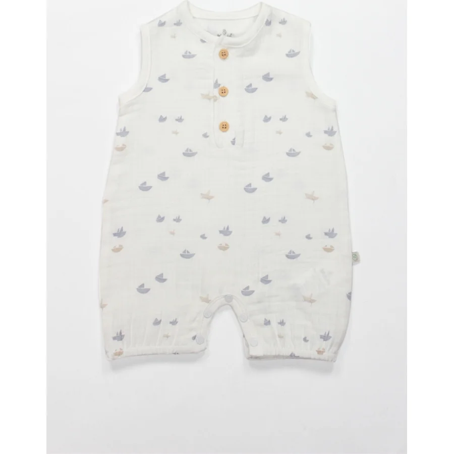 Bistyle Tulum Şort Müslin Little Boats Ekru