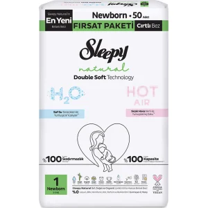 Sleepy Natural Double Soft Bebek Bezi, 1 Beden, 50 Adet